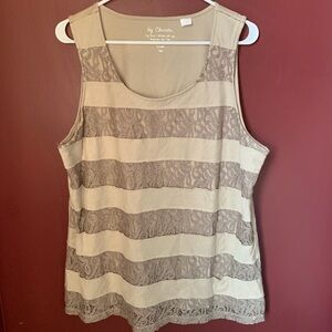 Chicos Striped Lace Top | Size 3‎
